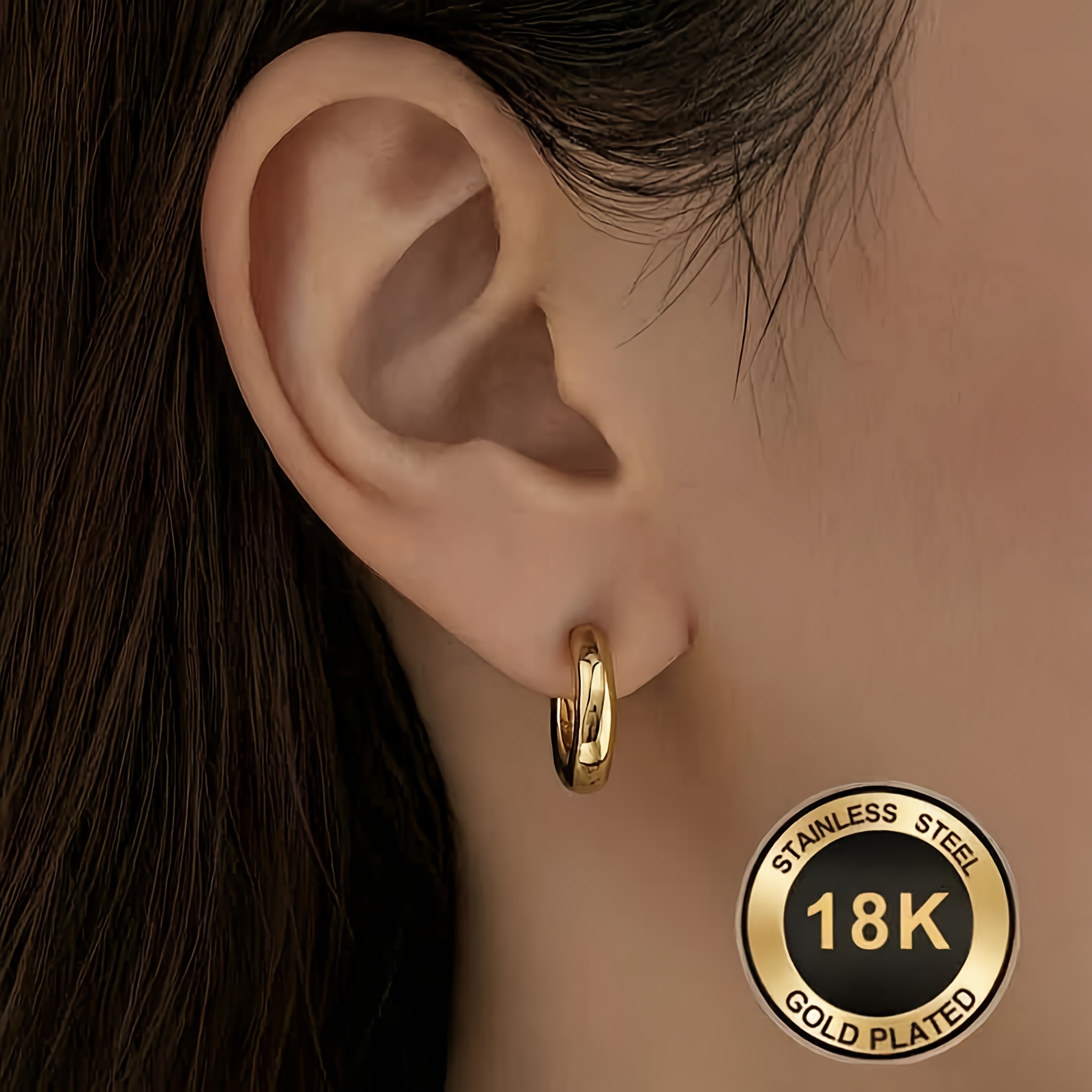 2pcs Unisex 18K Gold-Plated Earrings Set for Daily Wear
